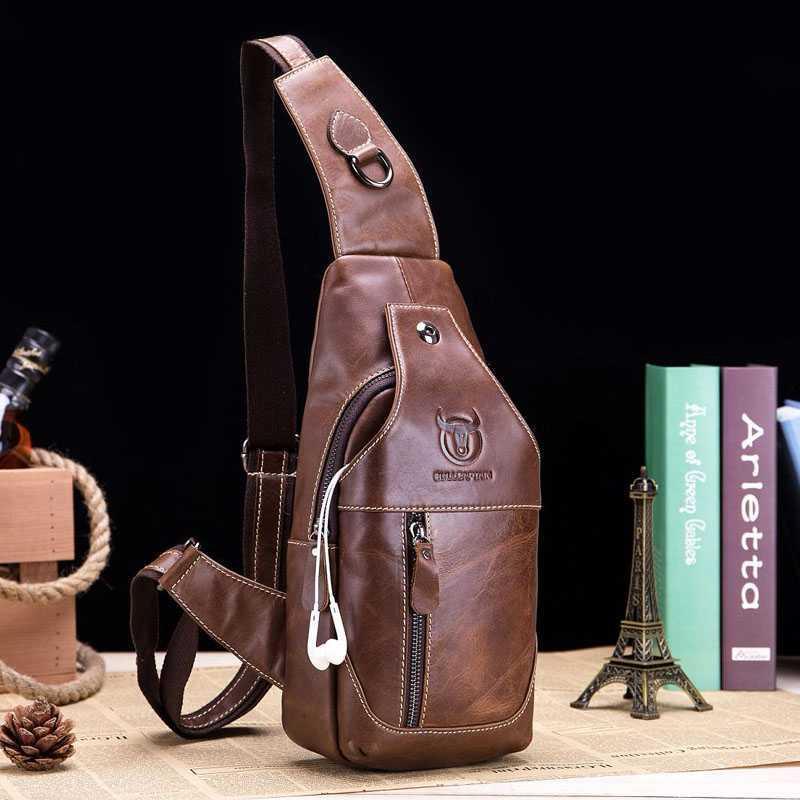 Men's genuine leather vintage crossbody sling bag