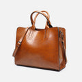 Women's leather laptop tote bag for work