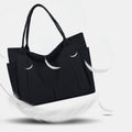 Black large canvas tote bag with canvas handles and zipper closure