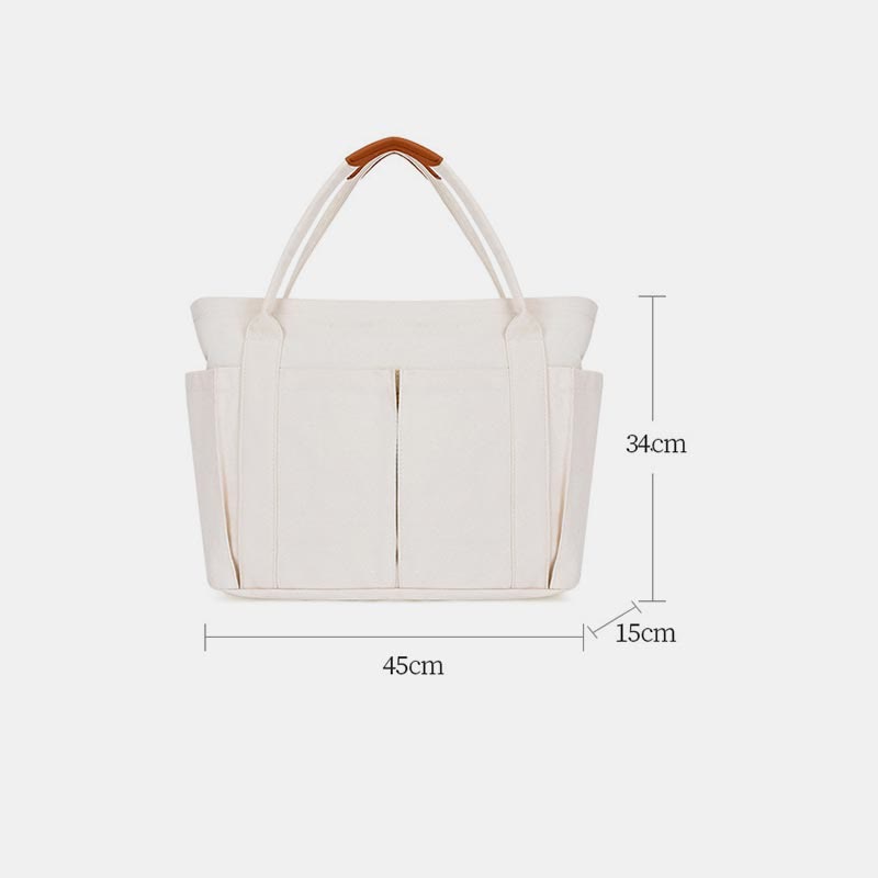 White large canvas tote bag dimensions 45 by 15 by 34 centimeters