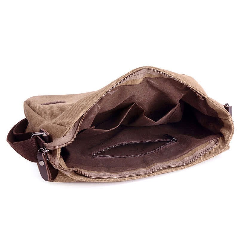 Men's water-resistant canvas messenger bag