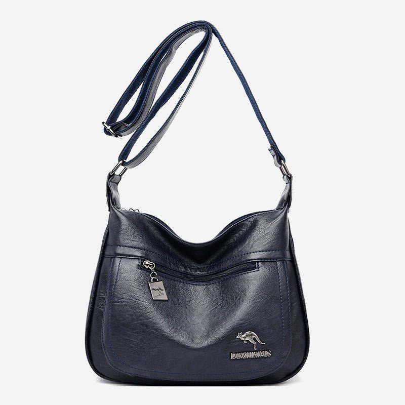 Women’s Soft Leather Double Compartment Crossbody Bag – Stylish & Practical Shoulder Bag
