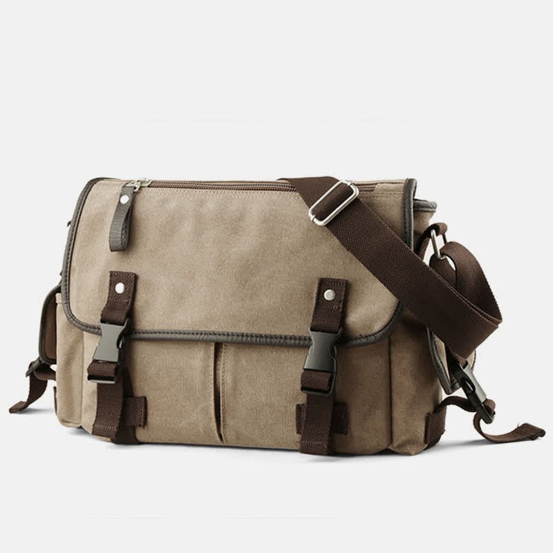 Canvas Messenger Bag for Men | Vintage Crossbody Laptop Briefcase