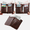 RFID Large Capacity Bifold Wallet for Men – Retro Genuine Leather with 20 Card Slots & Zipper Pockets