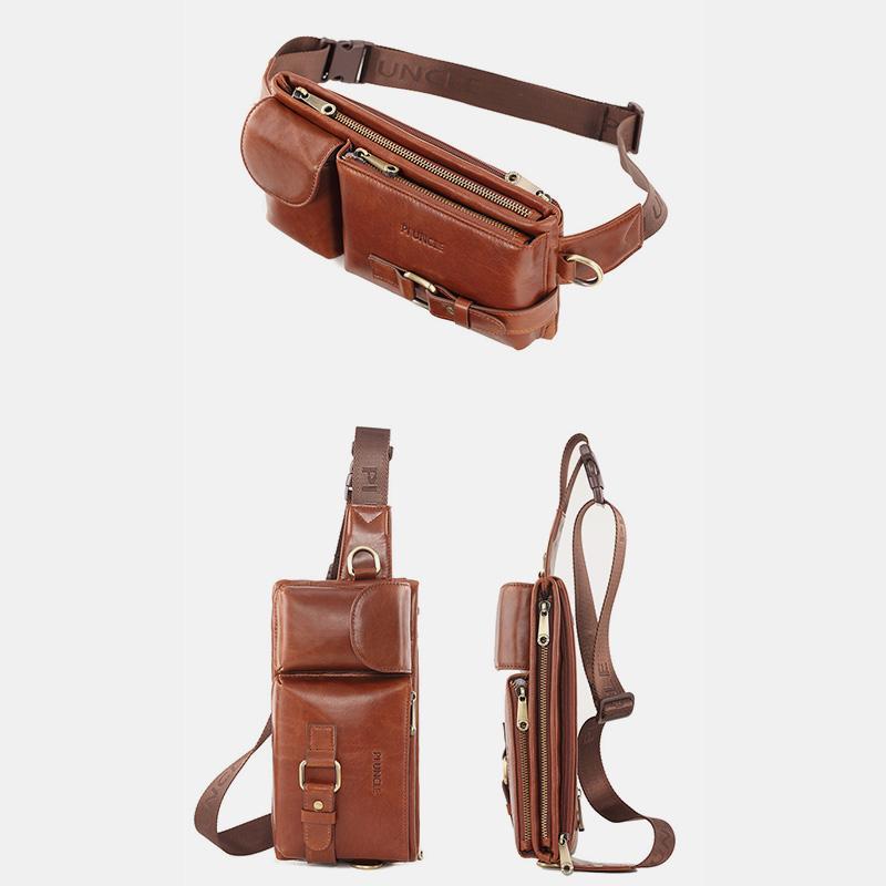 Vintage Multi - Carry Genuine Leather Sling Bag – Versatile Crossbody, Waist, and Sling Bag for Men and Women