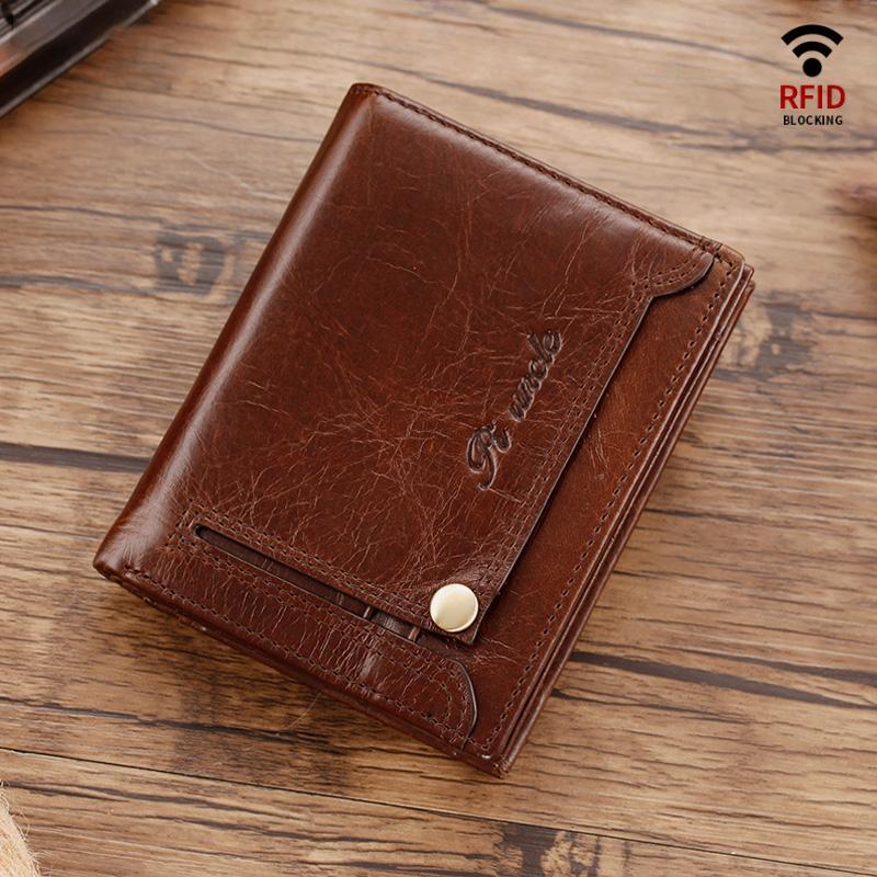 Men's anti-theft genuine leather small wallet