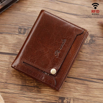 Men's anti-theft genuine leather small wallet