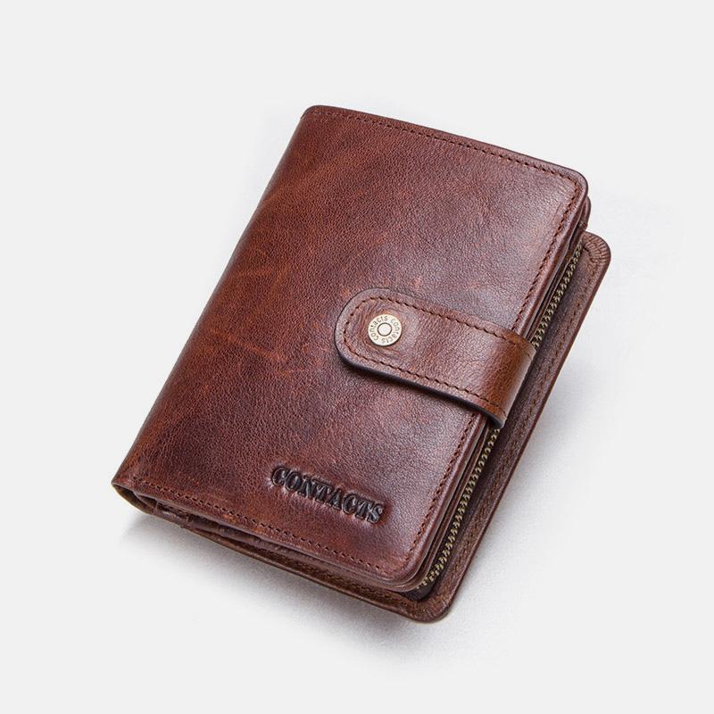 RFID GenuineLeather Multi - Card Buckle Wallet