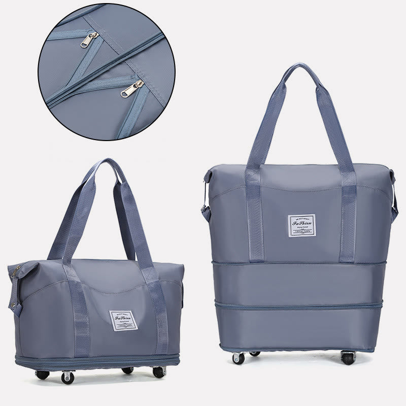 Large capacity nylon travel tote bag with luggage sleeve