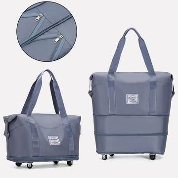 Large capacity nylon travel tote bag with luggage sleeve