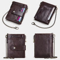 RFID Anti - Theft Large Capacity Genuine Leather Wallet with Chain – Secure & Stylish