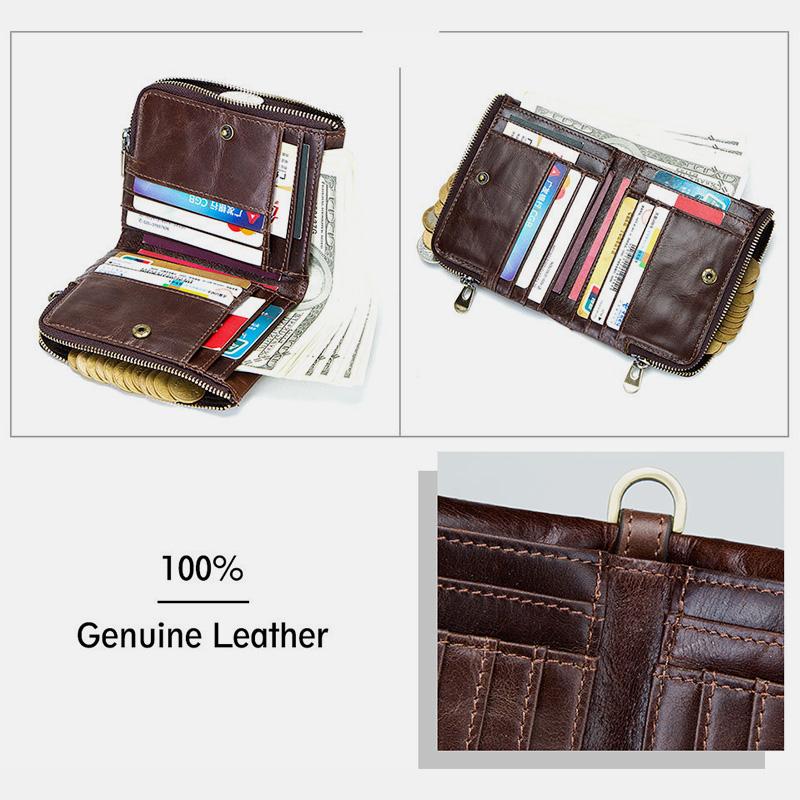 RFID Anti - theft Genuine Leather Multi - slot Bifold Wallet for Men - Stylish Business Wallet