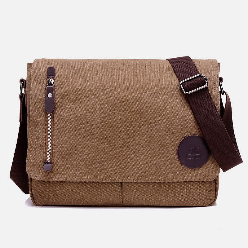 Men's water-resistant canvas messenger bag