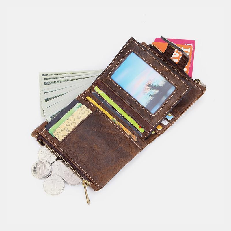 Multifunctional Double Zipper Vintage Wallet – Stylish and Practical