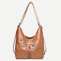 3 - Way Use Backpack Multi - Pocket Leather Zip Crossbody Shoulder Bag