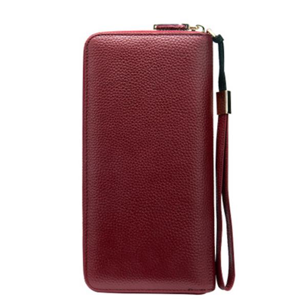 Women's genuine leather vintage zip wallet