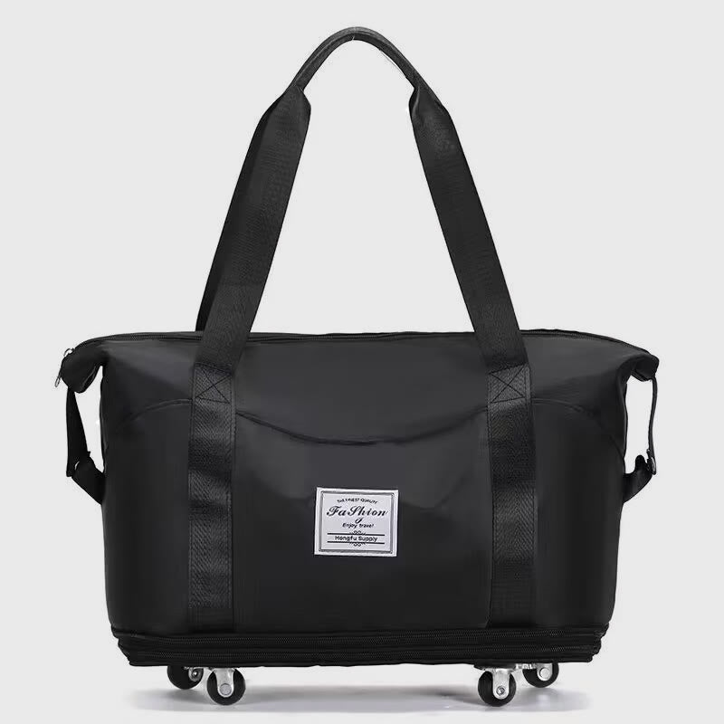 Tote Bag for Travel with Pull Rod & Oblique Folding Storage – Large Capacity Nylon Travel Sleeve