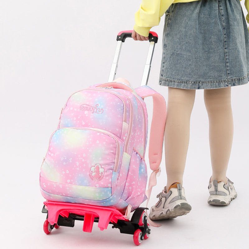 Durable Nylon Rolling Backpack for Kids – School Bag with Wheels, Adjustable Straps