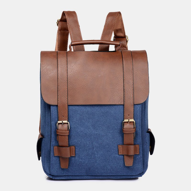 Vintage Leather Canvas Backpack for Men & Women – Travel Daypack, Unisex Rucksack