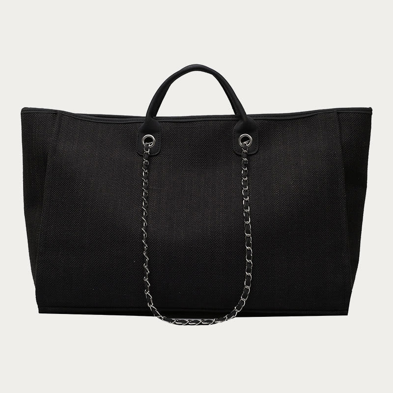 Crossbody Canvas Tote for Women – Chain Strap Bucket Bag