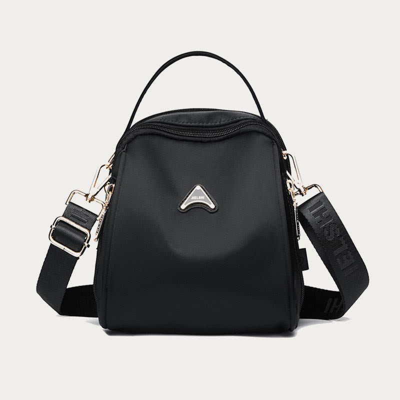 Black wide-strap nylon crossbody bag for women