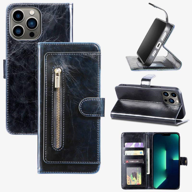 Wallet Case for iPhone - PU Leather Durable Phone Case with Card Slot