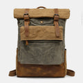 Canvas leather backpack for 15.6-inch laptop