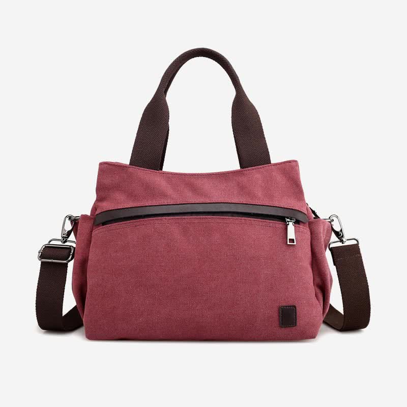 Women's multi-pocket canvas hobo shoulder bag