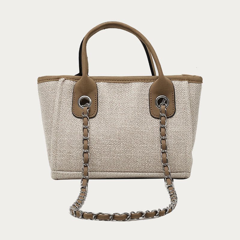 Crossbody Canvas Tote for Women – Chain Strap Bucket Bag