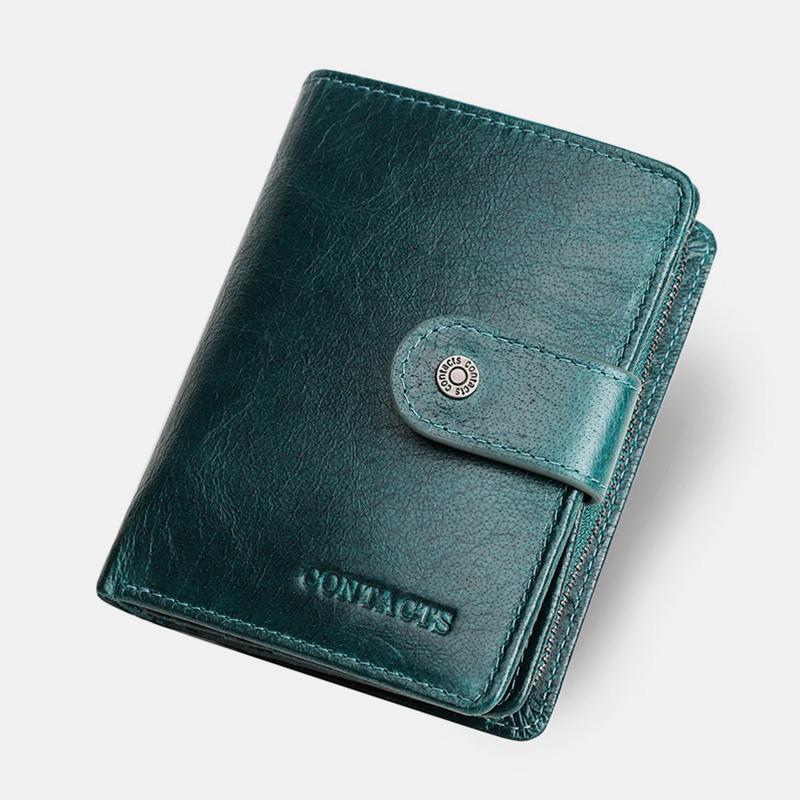 RFID GenuineLeather Multi - Card Buckle Wallet
