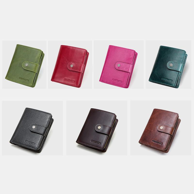 RFID GenuineLeather Multi - Card Buckle Wallet