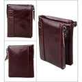 Men’s Genuine Leather RFID Wallet – Multi - Card & Coin Pockets, Zipper & Buckle Closure