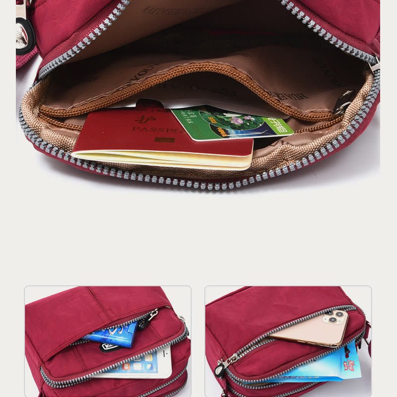 Casual Crossbody Bag for Women – Waterproof Triple Layers Nylon Bag