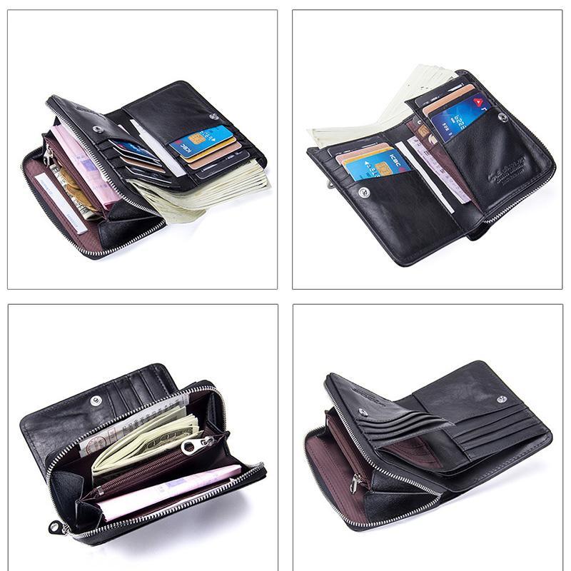 Genuine Leather Two Fold Multi - function Short Wallet