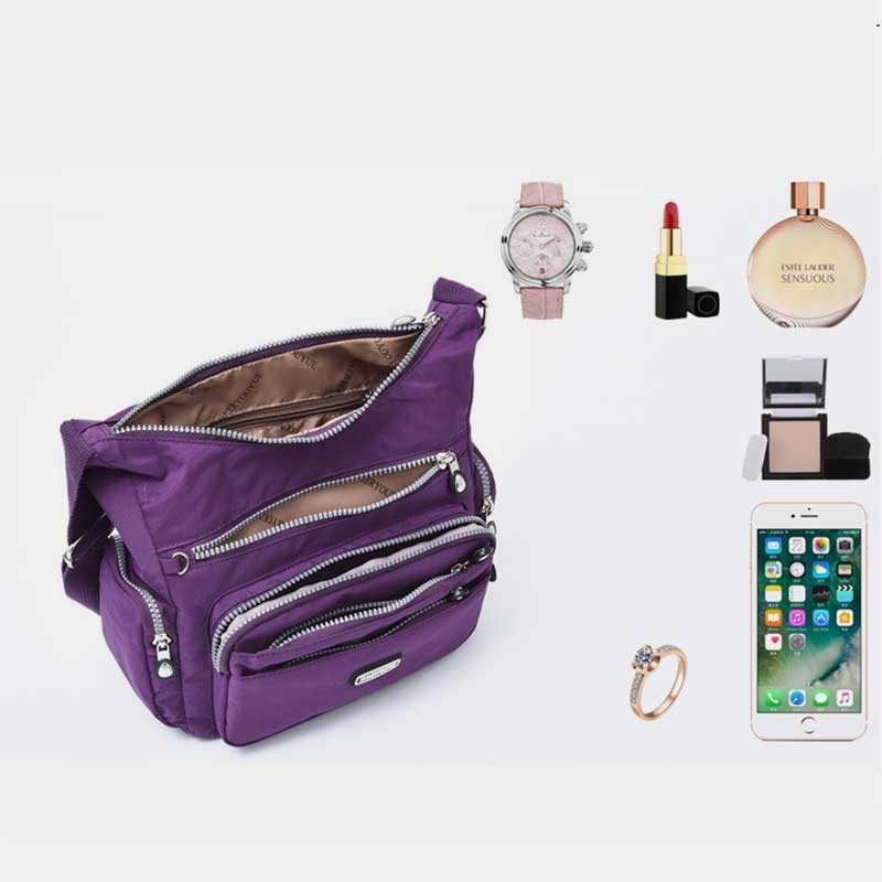 Waterproof multi-pocket nylon crossbody bag