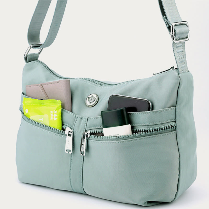 Solid nylon crossbody bag for school and travel