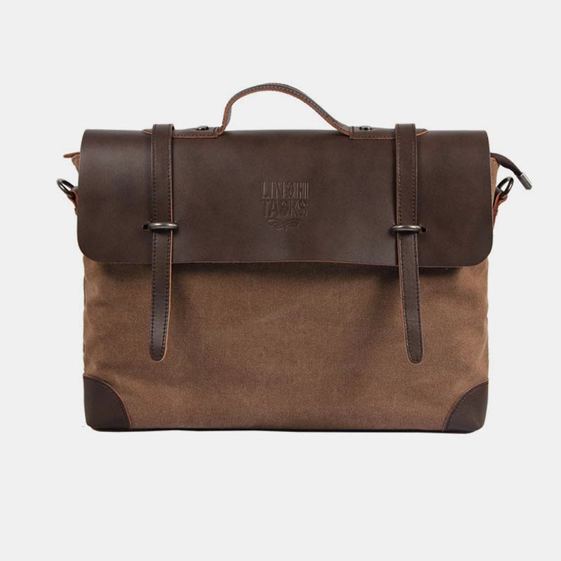 Messenger Bag for Men – Canvas Vintage Crossbody Handbag with Crazy Horse Leather, Casual Business Document Bag