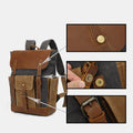 Vintage Canvas Backpack with Genuine Leather Accents – Casual Laptop Travel Rucksack for Men & Women