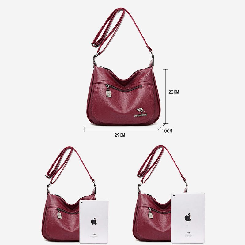 Women’s Soft Leather Double Compartment Crossbody Bag – Stylish & Practical Shoulder Bag