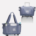 Tote Bag for Travel with Pull Rod & Oblique Folding Storage – Large Capacity Nylon Travel Sleeve