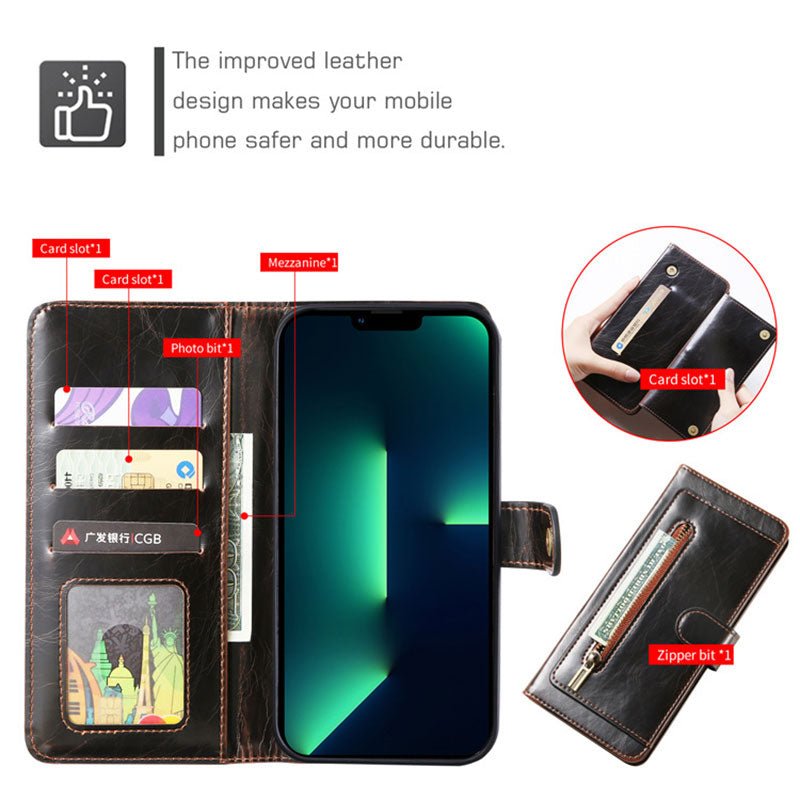 Wallet Case for iPhone - PU Leather Durable Phone Case with Card Slot