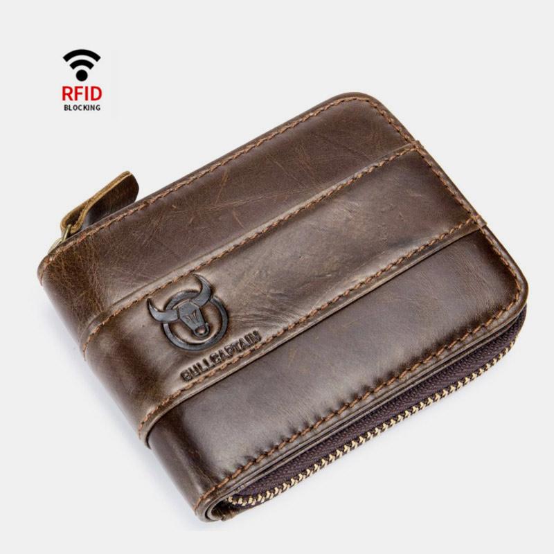 RFID antimagnetic vintage genuine leather wallet