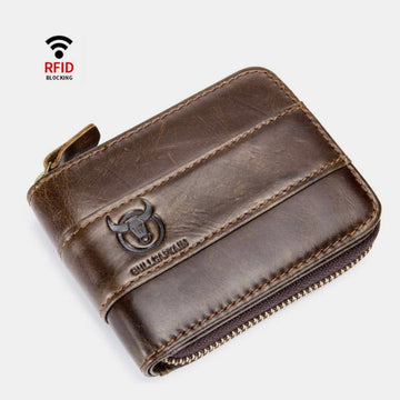 RFID antimagnetic vintage genuine leather wallet