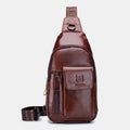 Genuine Leather Sling Chest Bag with Earphone Hole – Stylish & Practical Crossbody Shoulder Bag