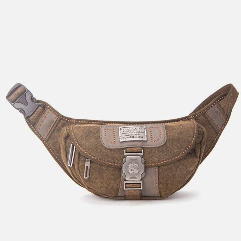 Men's retro canvas waist pack sling bag