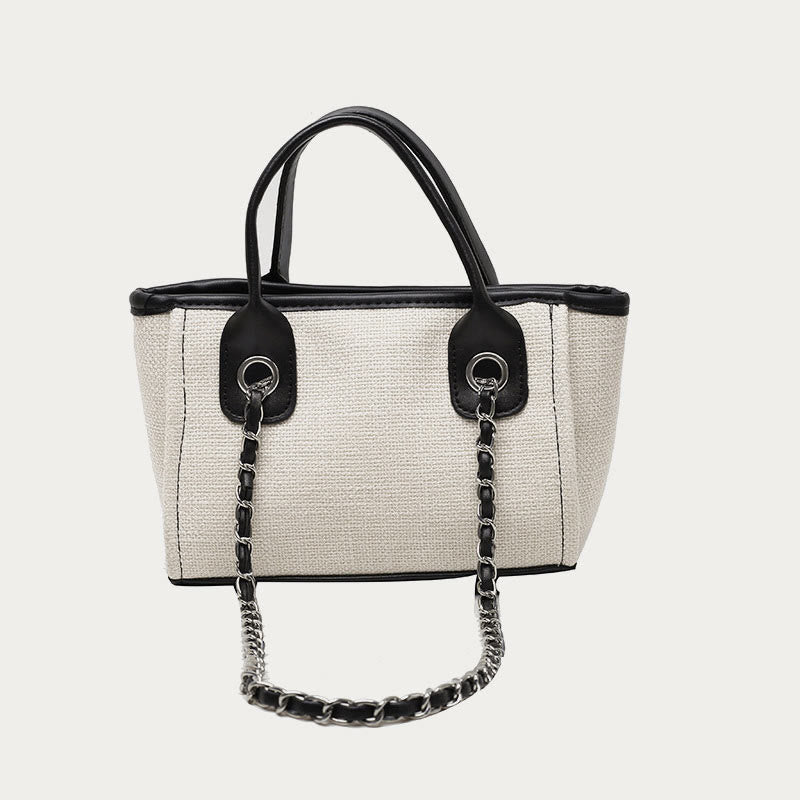 Crossbody Canvas Tote for Women – Chain Strap Bucket Bag