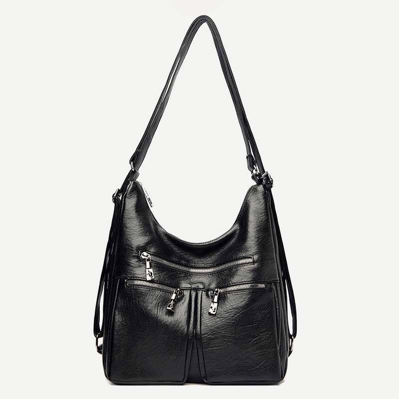 3 - Way Use Backpack Multi - Pocket Leather Zip Crossbody Shoulder Bag