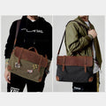 Messenger Bag for Men – Canvas Vintage Crossbody Handbag with Crazy Horse Leather, Casual Business Document Bag
