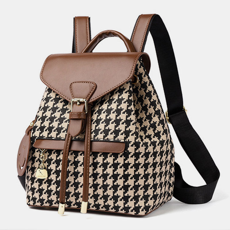 Women's houndstooth mini backpack purse