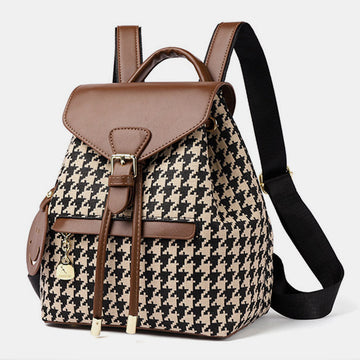 Women's houndstooth mini backpack purse